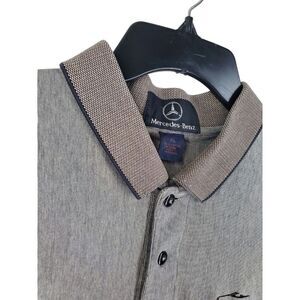 Mercedes Benz SL Employee Polo Shirt Mens XL Gray Black Micro Stripe Embroidered